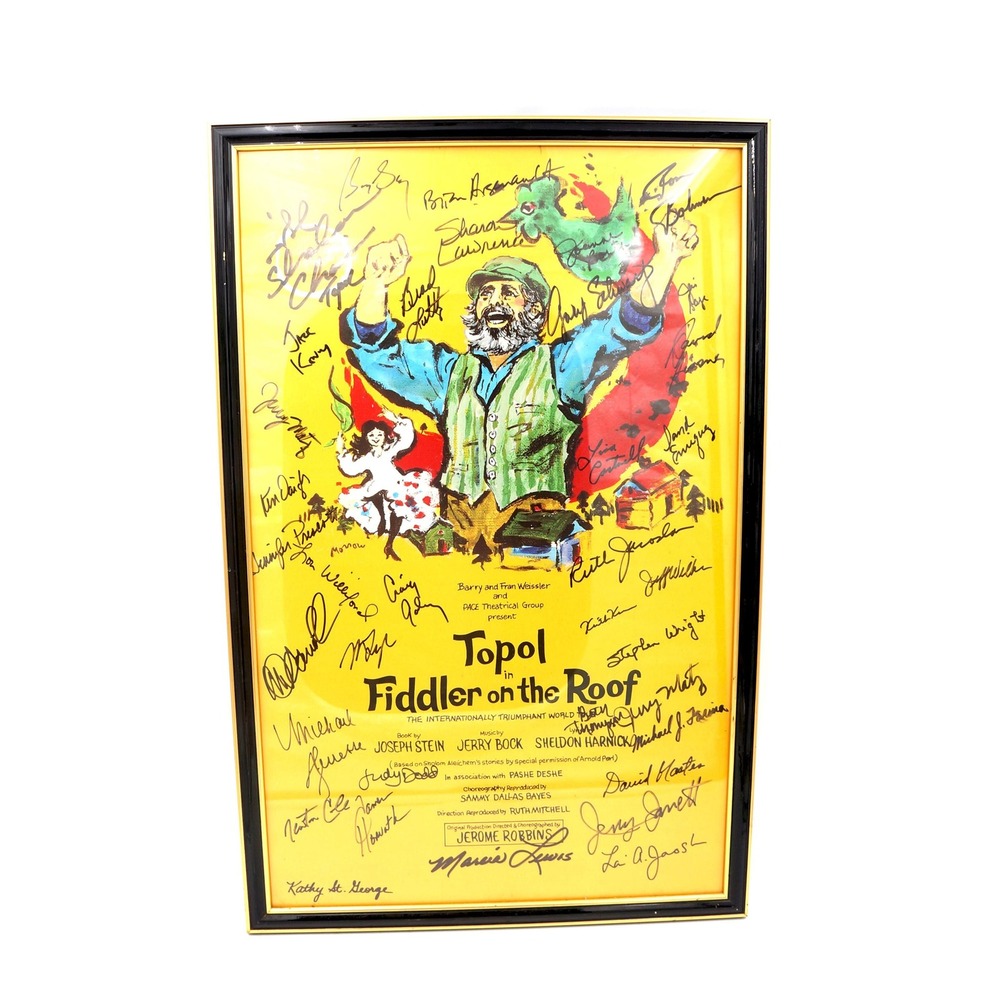 1990 Topol in Fiddler on the‎ Roof Framed Poster Signed Chaim Topol Orig Cast